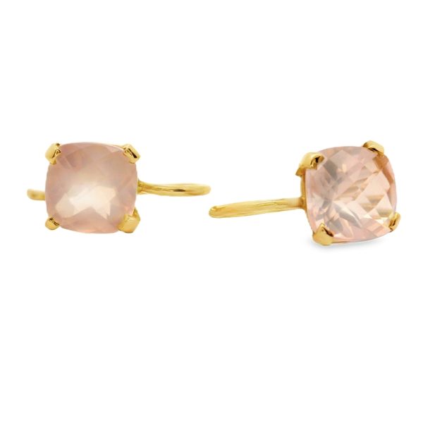18K Gold Rose Quartz Earrings GE060
