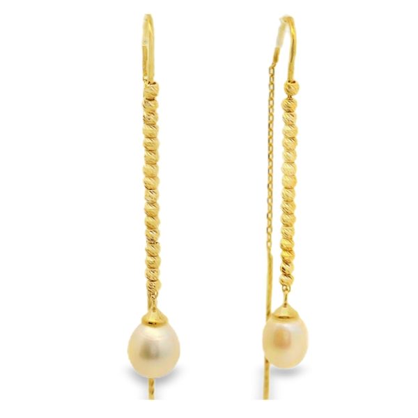 9K Gold Drop Pearl Earrings GE069