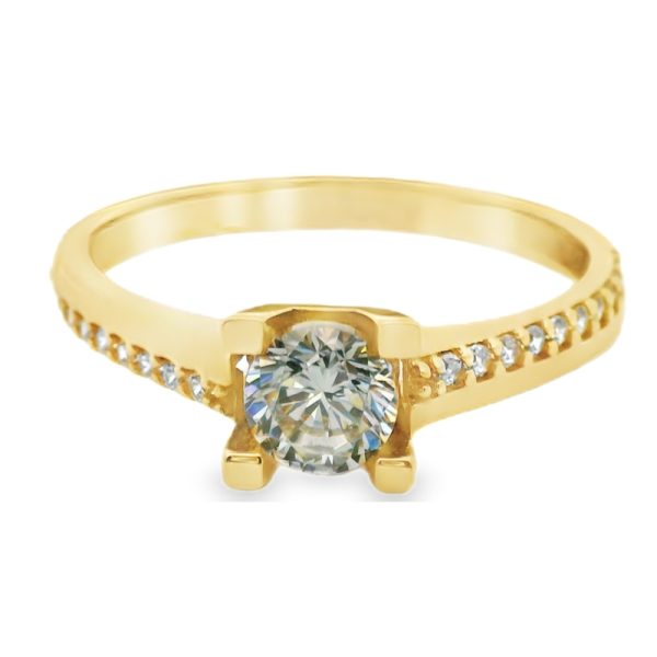 9K Gold Cubic Zircons Engagement Ring GR027