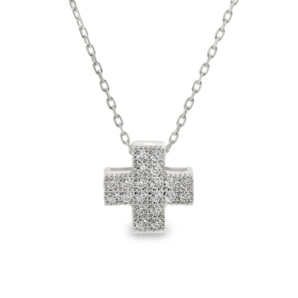 9K Gold Elegant Cross Necklace with Cubic Zirconia GP053