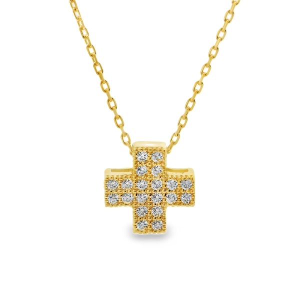 9K Gold Elegant Cross Necklace with Cubic Zirconia GP053Y