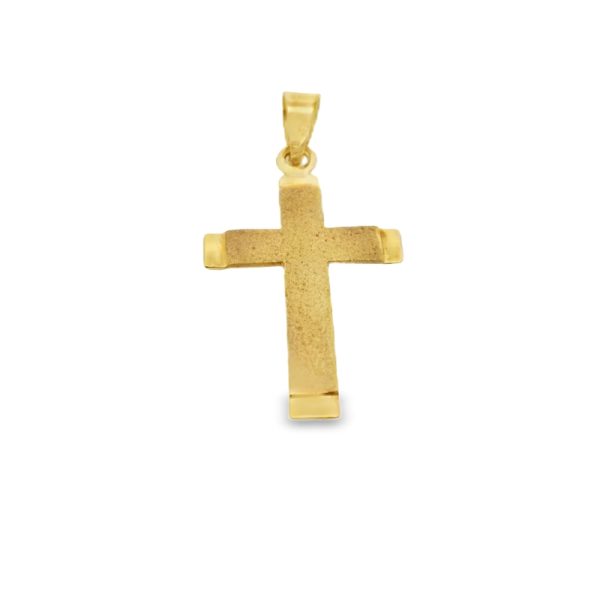 18K Yellow Gold Brushed Finish Satin Cross Pendant GC029