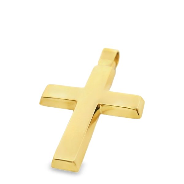 18K Yellow Gold Cross Pendant - Classic Polished Finish GC053