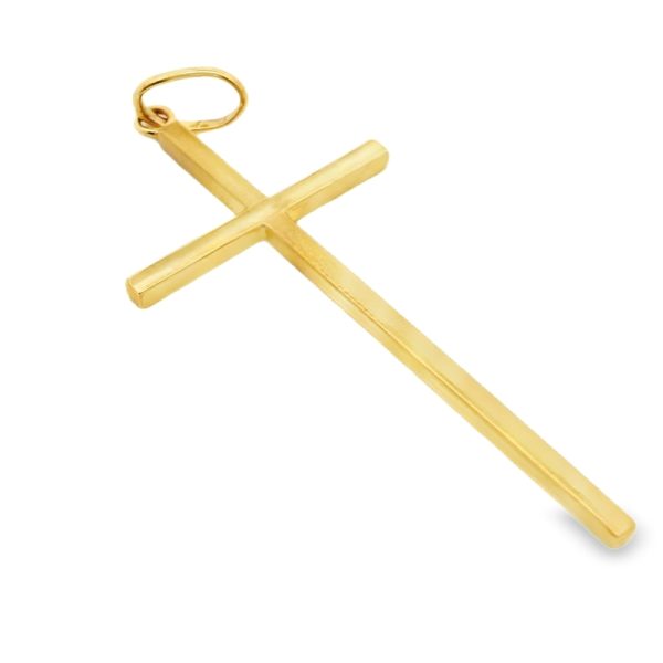 Sleek 9K Gold Cross Pendant - Modern & Minimalist GC086
