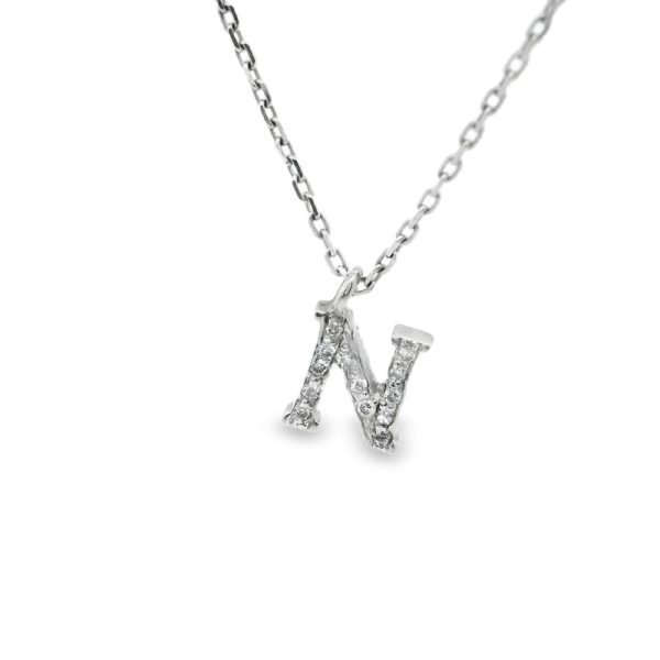 Personalized 'N' Letter 18K Gold Diamond Necklace GPD029