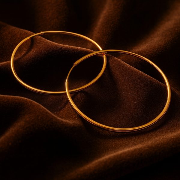 18K Rose Gold Classic Hoop Earrings - 50mm Diameter GE103