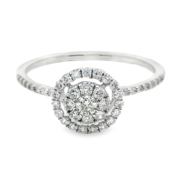 Dazzling Double Halo Cluster Ring in 18K White Gold GRS204