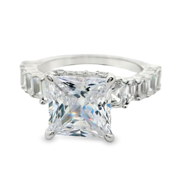 Argento Luxe: Luxurious 3 Carat Princess CZ Solitaire Ring SR002