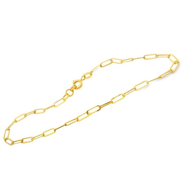 18K Yellow Gold Dainty Links | Paperclip Chain Bracelet GB080