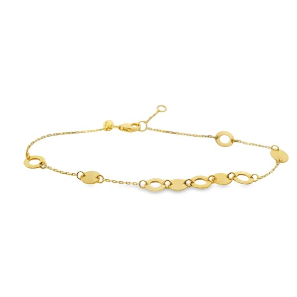 18K Yellow Gold Disc Station Bracelet | Dainty Chain GB086