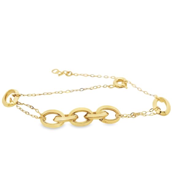 18K Yellow Gold Interlocking Oval Link Bracelet GB084