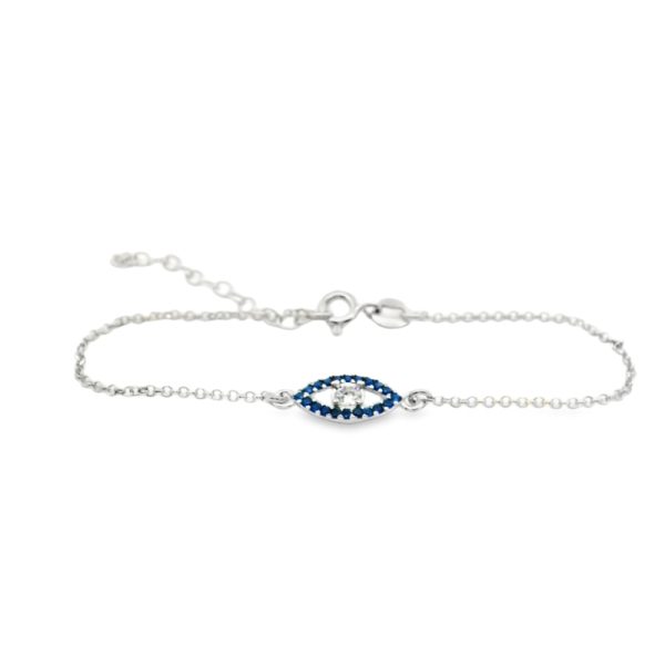 Evil Eye Bracelet with Blue CZ | 925 Sterling Silver SB022-1