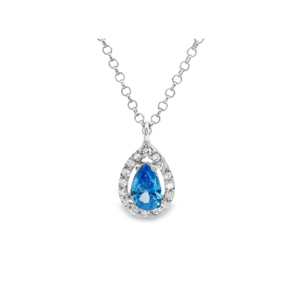 Pear Drop CZ Halo Necklace | 925 Sterling Silver SP026-2
