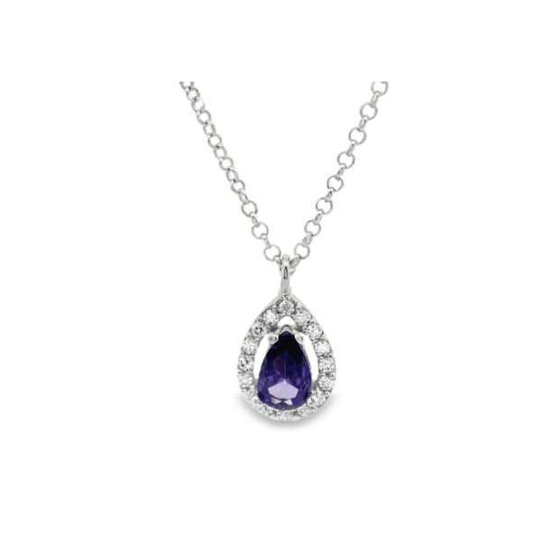 Pear Drop CZ Halo Necklace | 925 Sterling Silver SP026-3
