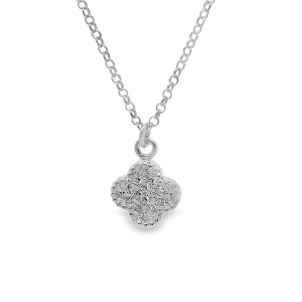 Four-Leaf Clover Necklace with CZ | 925 Sterling Silver SP027 -1