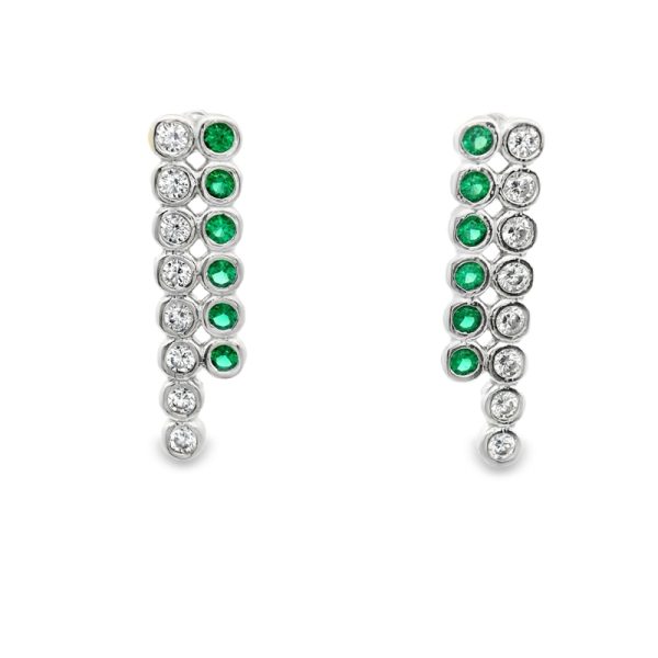 925 Sterling Silver Two-Row CZ Drop | Dangle Earrings SE030-1