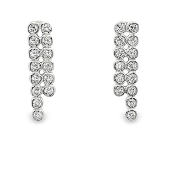 925 Sterling Silver Two-Row CZ Drop | Dangle Earrings SE030