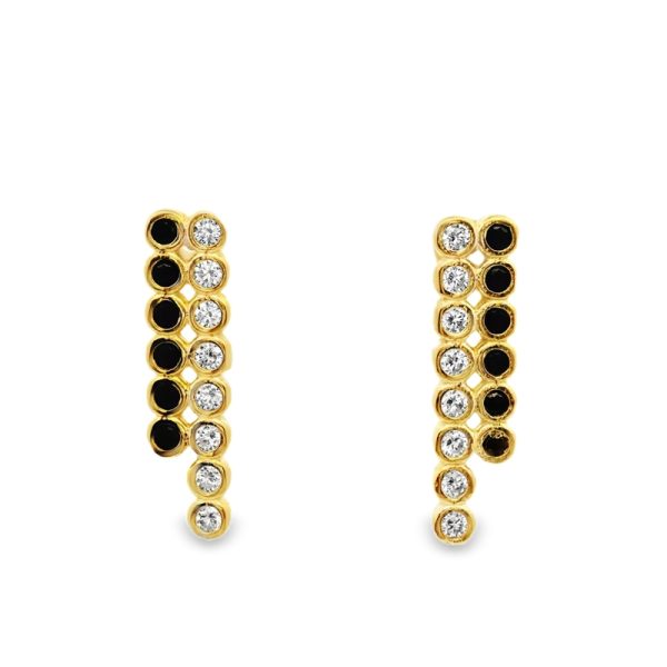 925 Sterling Silver Two-Row CZ Drop | Dangle Earrings SE030-2