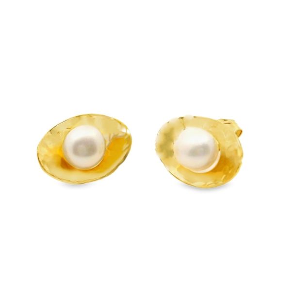 Gold-Plated Sterling Silver Pearl Stud Earrings SE026