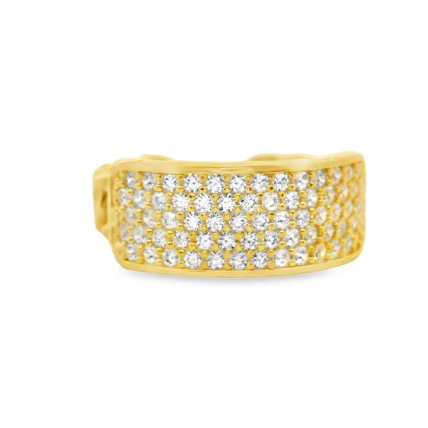 Gold Plated Silver CZ Pave Chain Detail Statement Ring SR014