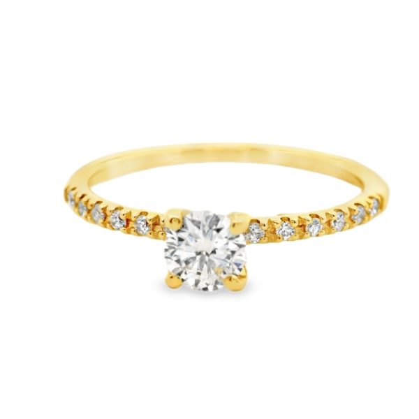 Brilliant Cut Diamond Engagement Ring with Accents | 14K GRS040