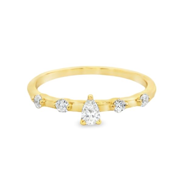 Pear & Round Diamond Five-Stone Band |14K Gold GRS054