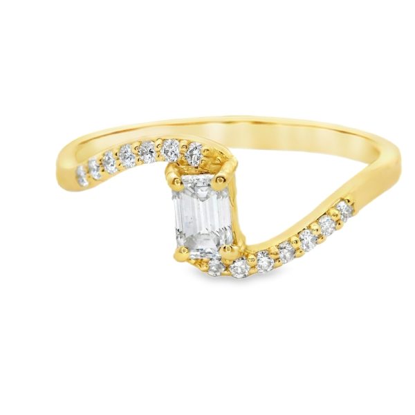 Baguette & Brilliant Cut Bypass Diamond Ring |14K Gold GRS056