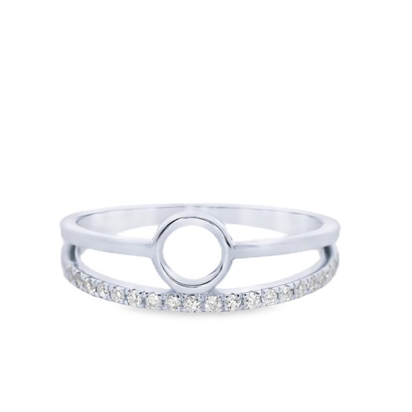 Modernist Double Band Ring with Diamond Pave | 14K GRD0521