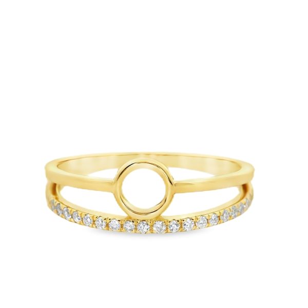 Modernist Double Band Ring with Diamond Pave | 14K GRD052