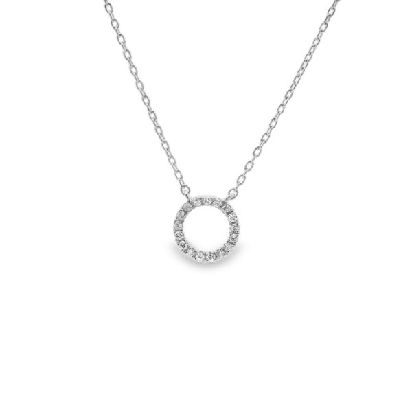 14K Gold Diamond Circle Pendant Necklace | GPD045