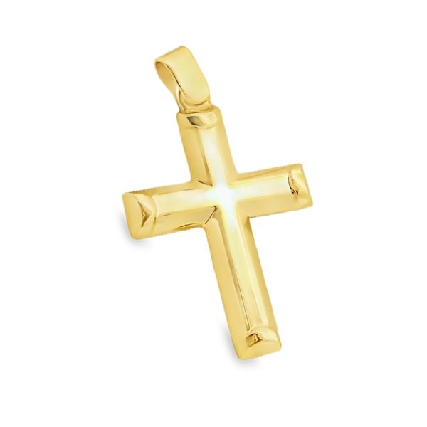 9K Yellow Gold Polished Rounded Cross Pendant GC089-2