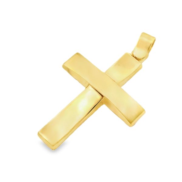 9K Yellow Gold Brushed Finish Satin Cross Pendant GC089-1