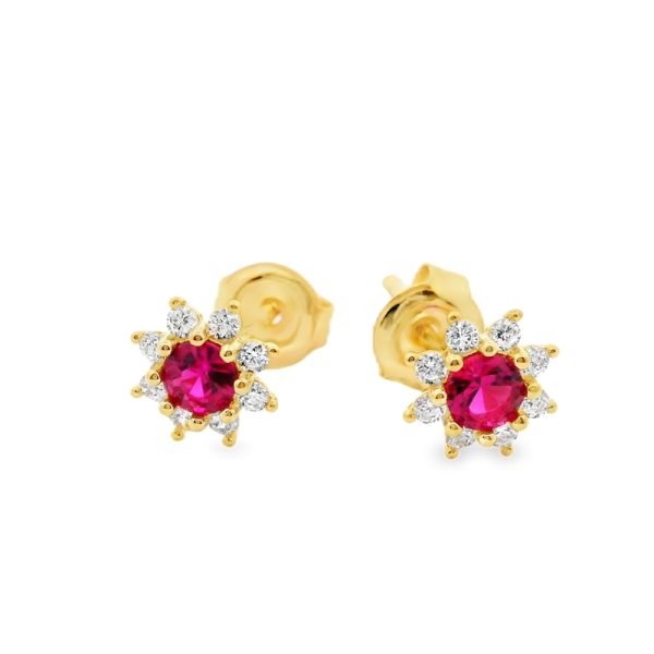 9K Gold Cubic Zirconia Stud Earrings GE010-6