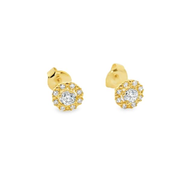 9K Gold Cubic Zirconia Stud Earrings GE012-2