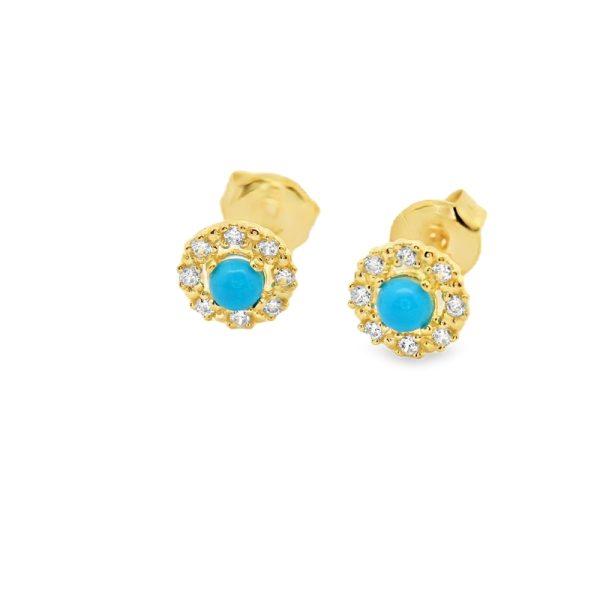 9K Gold Cubic Zirconia Stud Earrings GE012-1