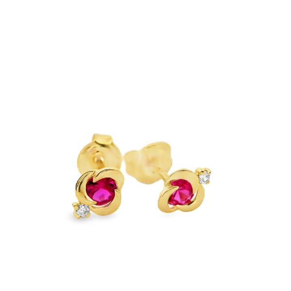9K Gold Cubic Zirconia Stud Earrings GE104