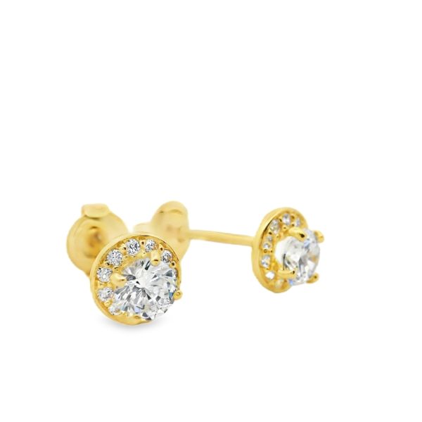 9K Gold Cubic Zirconia Stud Earrings GE105-2