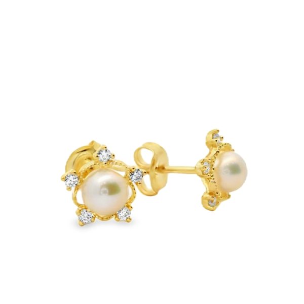 9K Gold Cubic Zirconia Stud Earrings GE105