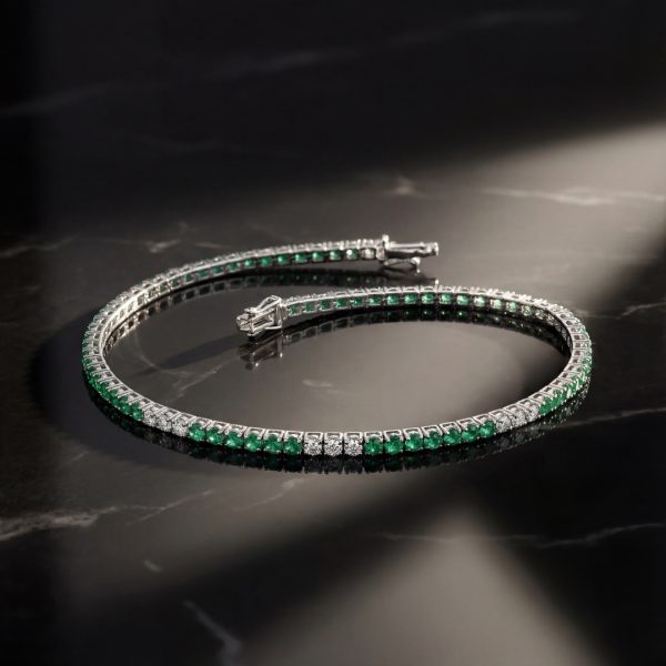 18K Gold Emerald Tennis Bracelet GBD038