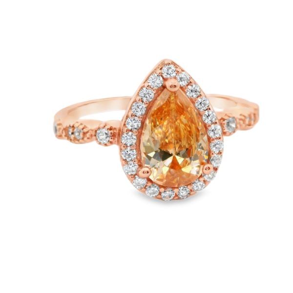 Rose Pear Zircon Ring | 925 Silver Rose Gold Jewelry SR037