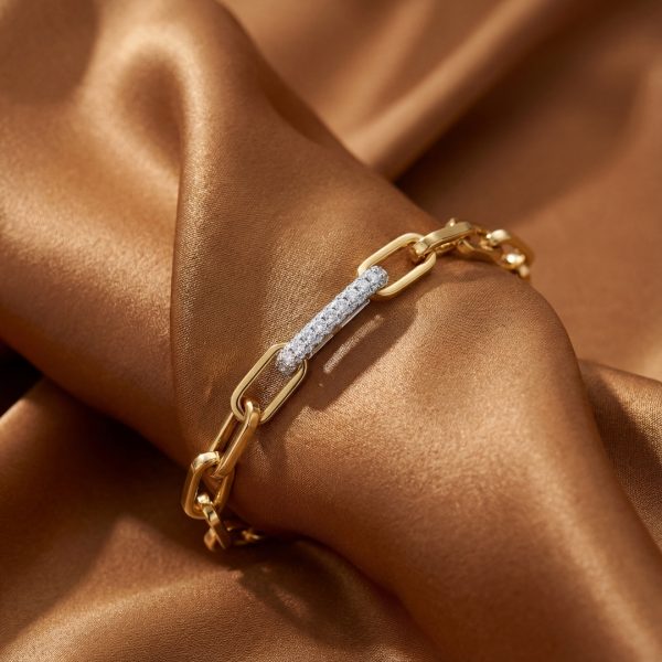 18K Yellow Gold Diamond Bracelet | 1ct VVS/D Paperclip Link GBD047