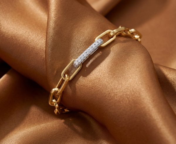 18K Yellow Gold Diamond Bracelet | 1ct VVS/D Paperclip Link GBD047