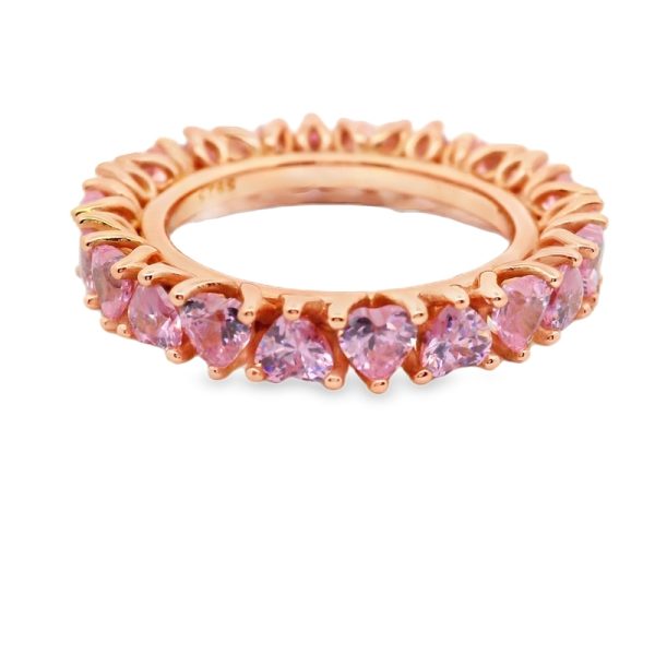 Silver Heart Eternity Ring | Radiant Pink Romance SR018-1