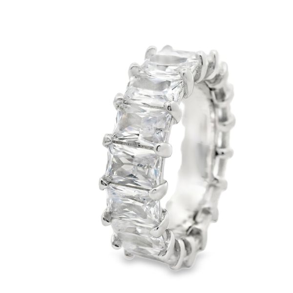 Silver Baguette CZ Ring | Infinite Geometric Sparkle SR024