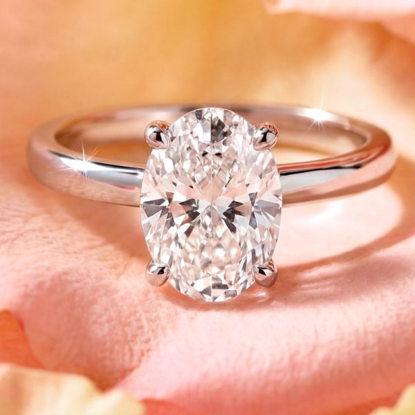 18K Gold Lab-Grown Diamond Ring | 3.00ct Oval Solitaire GRSL204