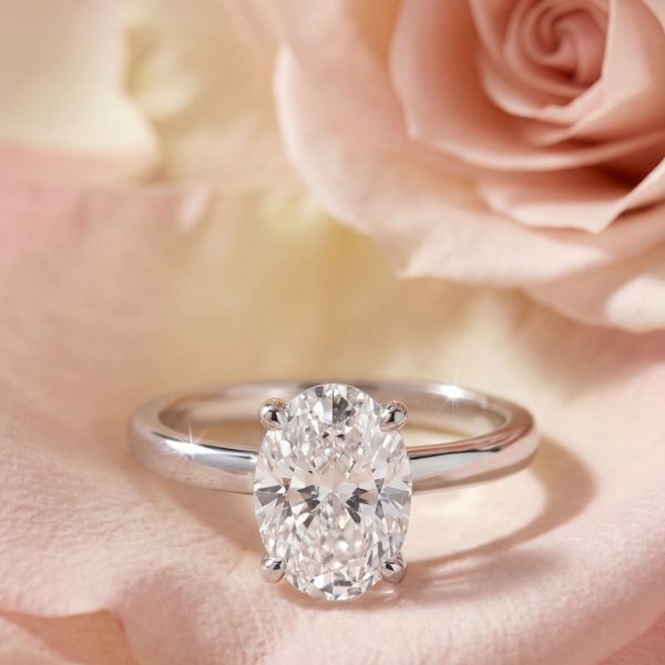 18K Gold Lab-Grown Diamond Ring | 1.57ct Oval Solitaire GRS058