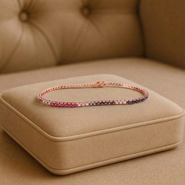 18K Gold Sapphire Tennis Bracelet | A Spectrum of Luxury GBD048
