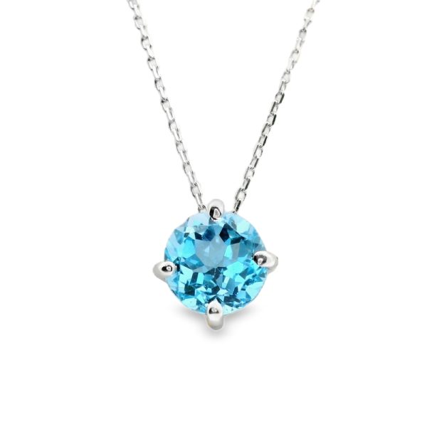 Swiss Blue Topaz Pendant | 18K Gold Necklace GP099