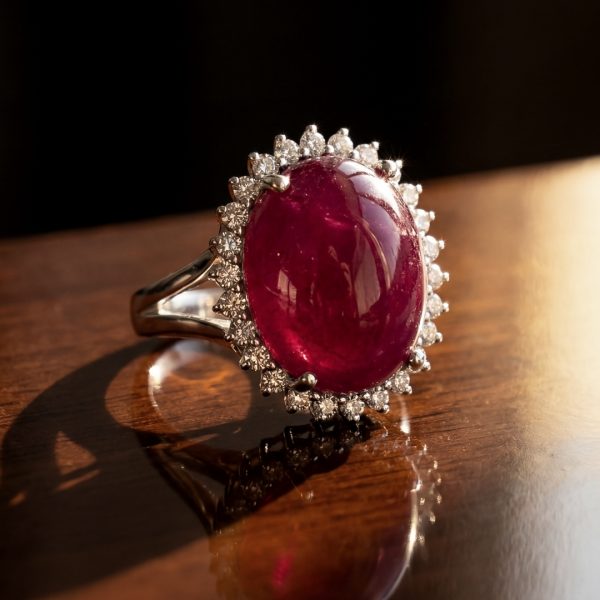 18K Natural Ruby Ring | 17.03ct Ruby & VS Diamonds GRD140