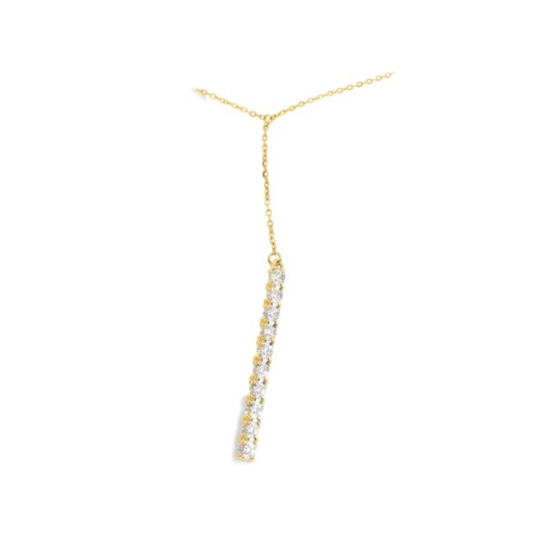 Two-Tone Illusion Lariat: Dazzling Drop 18K Gold Necklace GP077